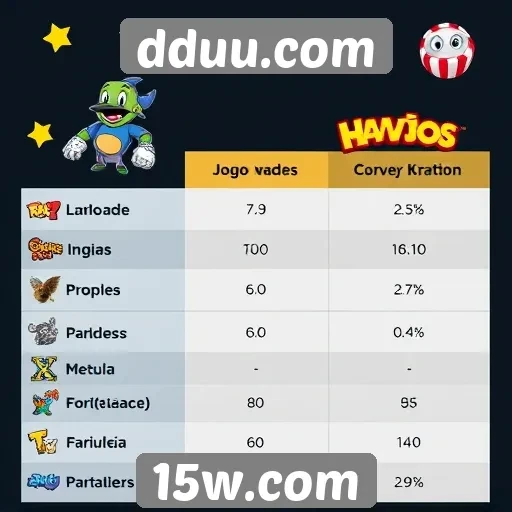 Comparação entre jogos populares no dduu.com